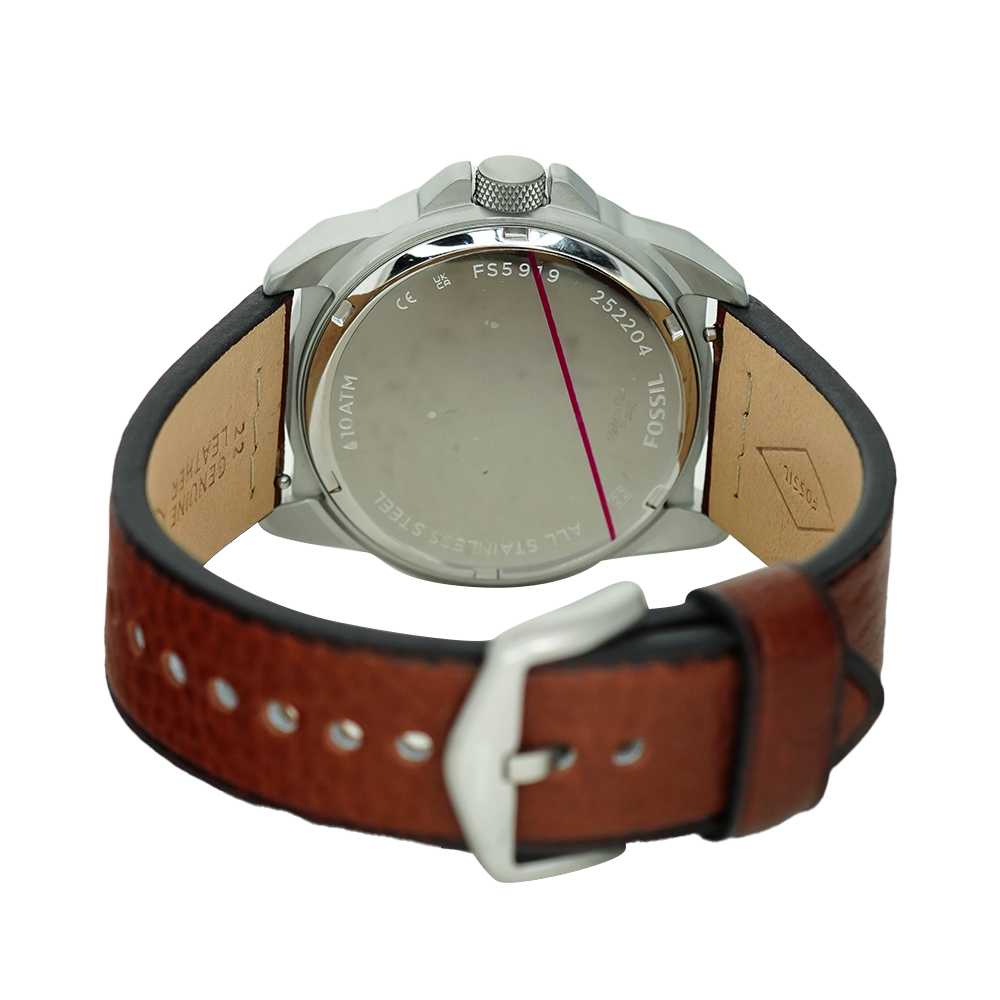 Jam Tangan Fossil Bronson FS5919 Men Biege Dial Brown Leather