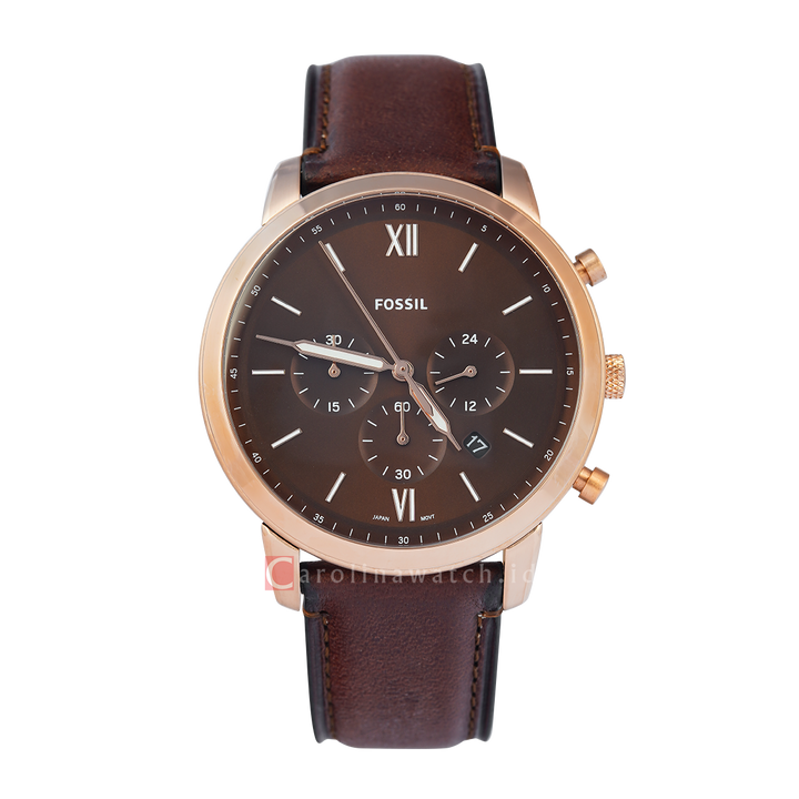 Jam Tangan Fossil Neutra FS6026 Chronograph Men Brown Dial Brown Leather Strap