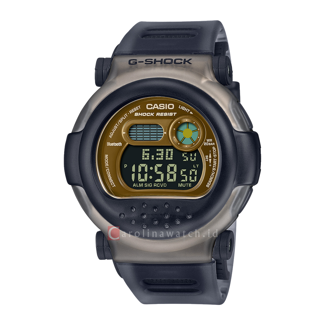 Jam Tangan CASIO G SHOCK G-B001MVB-8D Men Black And Translucent Bezel Digital Dial Grey Translucent Resin Band