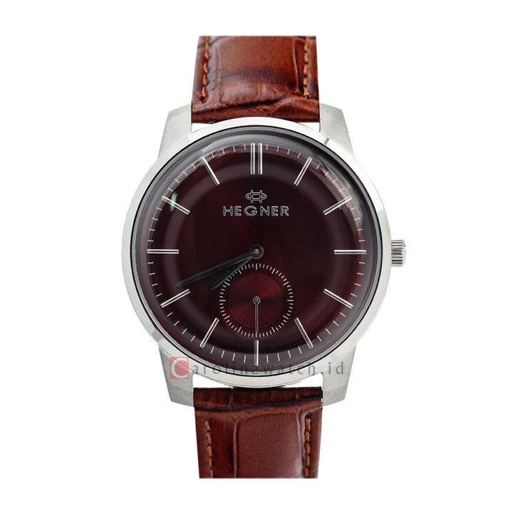 Jam Tangan Hegner G1637SSBO Men Brown Dial Brown Leather Strap