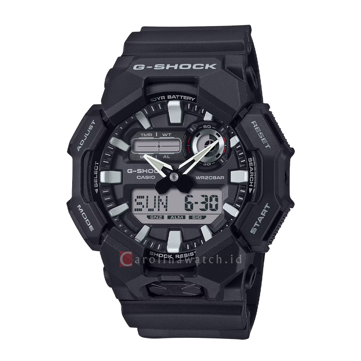 Jam Tangan Casio G-Shock GA-010-1A Men Black Digital Analog Dial Black Resin Band