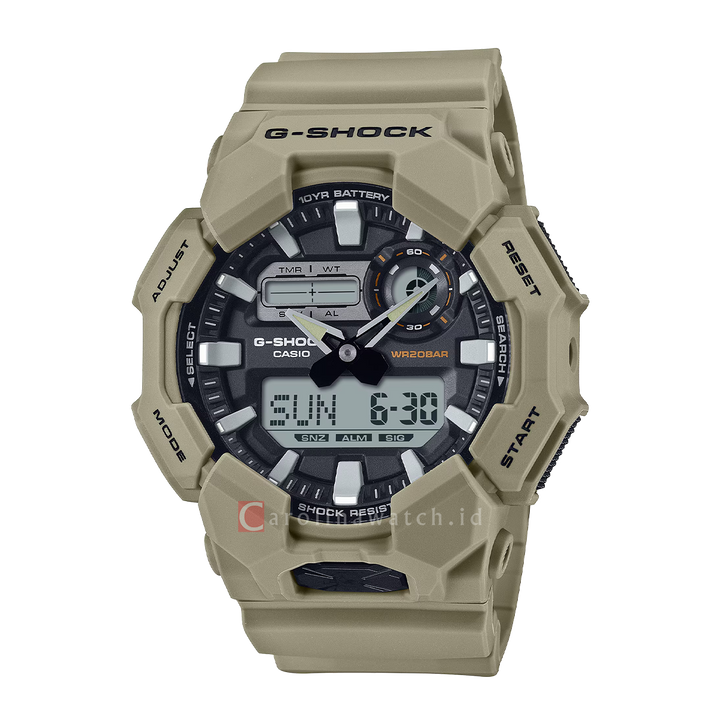 Jam Tangan Casio G-Shock GA-010-5A Men Black Digital Analog Dial Brown Resin Band