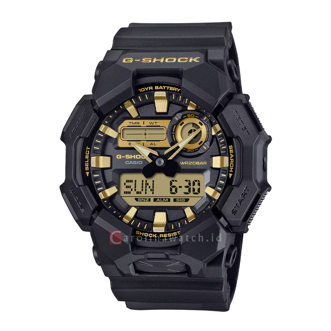 Jam Tangan Casio G-Shock GA-010GB-1A9 Men Digital Analog Dial Black Resin Band