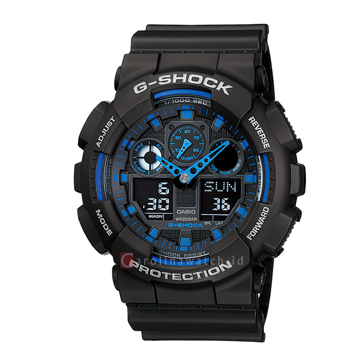 Jam Tangan CASIO G-SHOCK GA-100-1A2 Men Dual Tone Digital Analog Black Resin Band