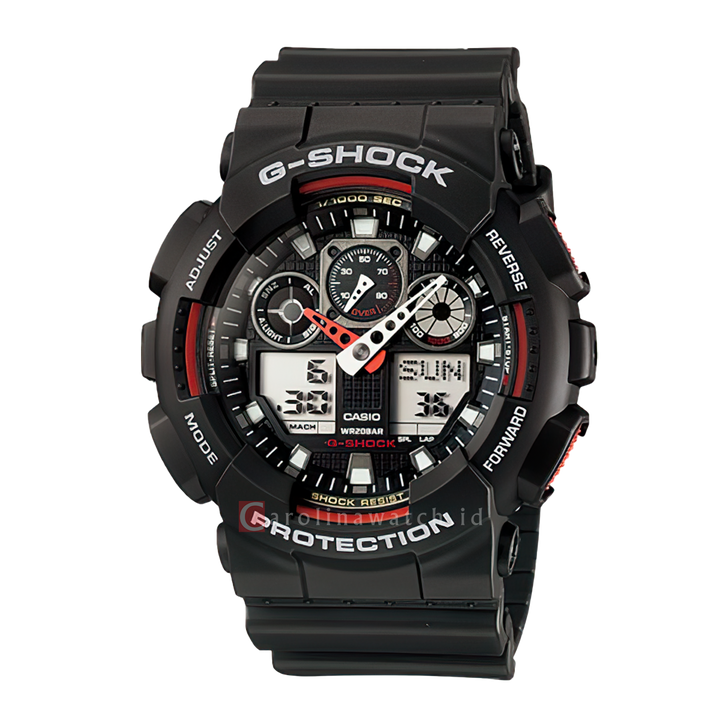 Jam Tangan CASIO G SHOCK GA-100-1A4 Men Black Digital Analog Dial Black Resin Band