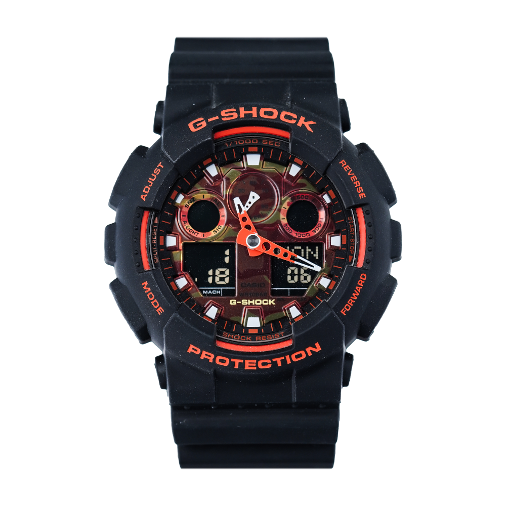 Jam Tangan Casio G-Shock GA-100BR-1A Men Digital Analog Dial Black Resin Band