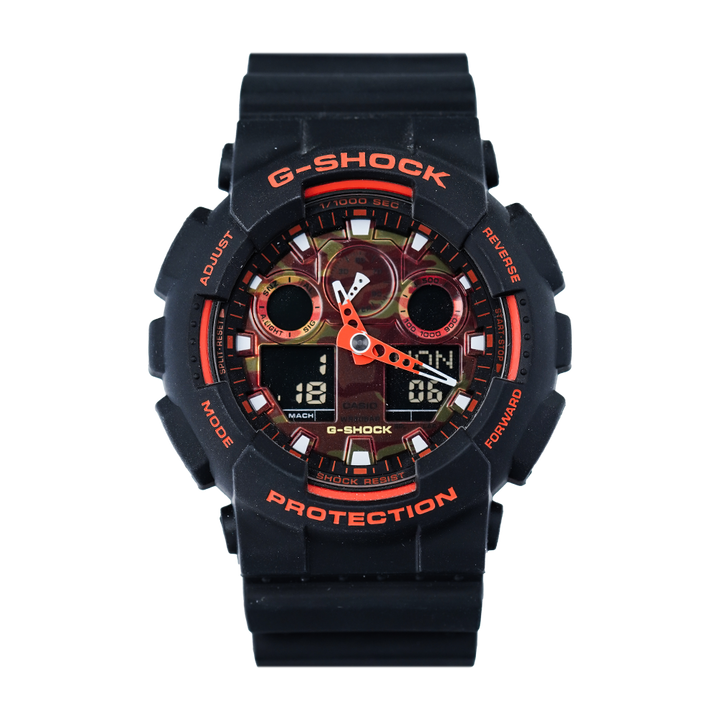 Jam Tangan Casio G-Shock GA-100BR-1A Men Digital Analog Dial Black Resin Band