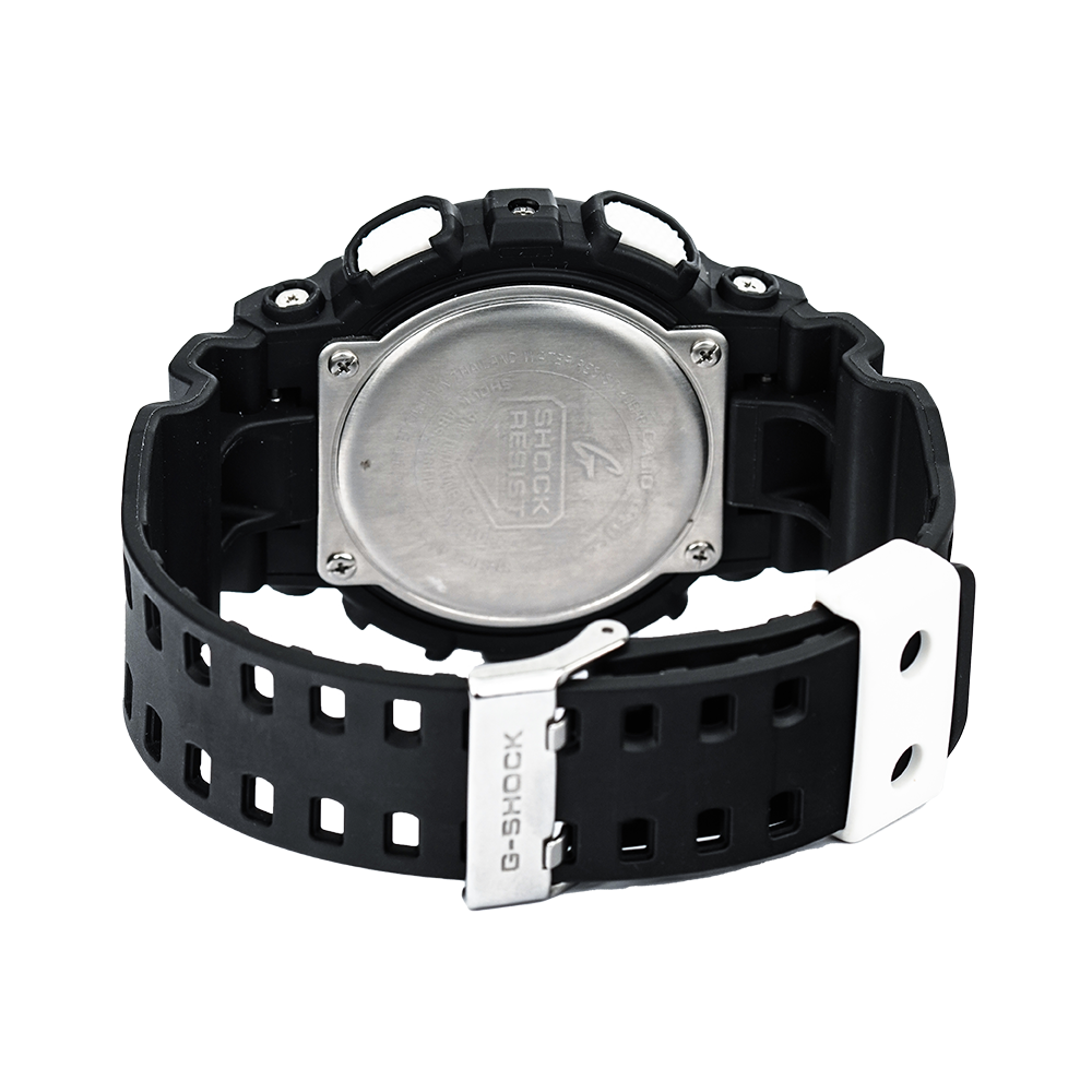 Jam Tangan Casio G-Shock GA-100BW-1A Men White Digital Analog Dial Black Resin Band