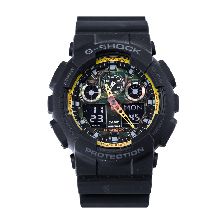 Jam Tangan Casio G-Shock Special Color Models GA-100BY-1A Men Digital Analog Dial Black Resin Band
