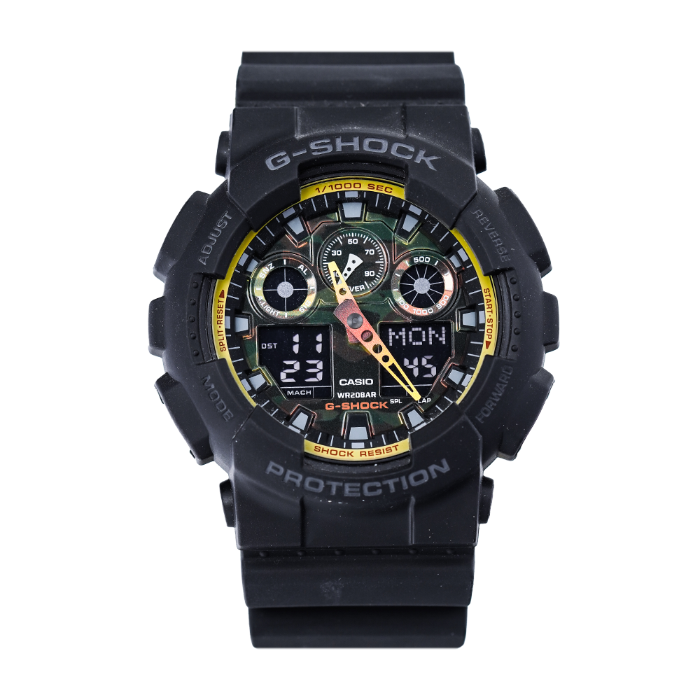 Jam Tangan Casio G-Shock Special Color Models GA-100BY-1A Men Digital Analog Dial Black Resin Band