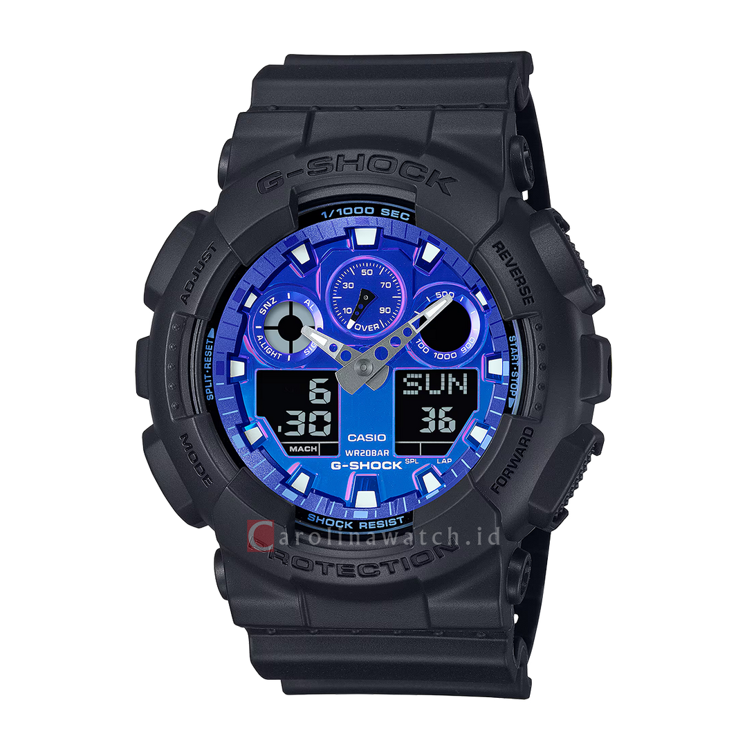 Jam Tangan Casio G-Shock GA-100FL-1A Men Flame Inside Collection Digital Analog Dial Black Resin Band