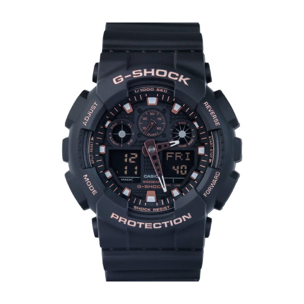 Jam Tangan Casio G-Shock Special Color Models GA-100GBX-1A4 Men Black Digital Analog Dial Black Resin Band