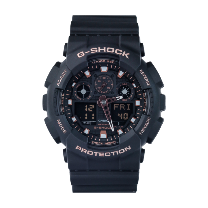 Jam Tangan Casio G-Shock Special Color Models GA-100GBX-1A4 Men Black Digital Analog Dial Black Resin Band