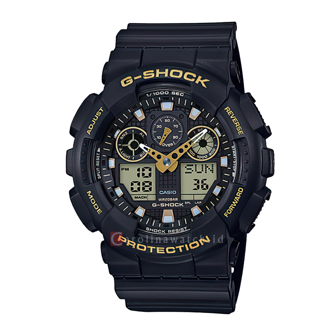 Jam Tangan Casio G-Shock GA-100GBX-1A9 Men Black Digital Analog Dial Black Resin Band