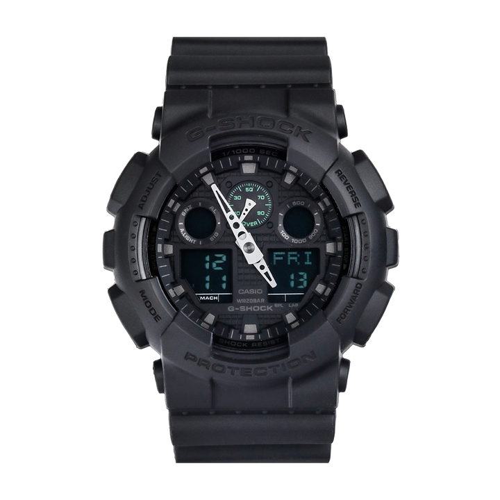 Jam Tangan Casio G-Shock GA-100MB-1A Standard Men Black Digital Analog Dial Black Resin Band