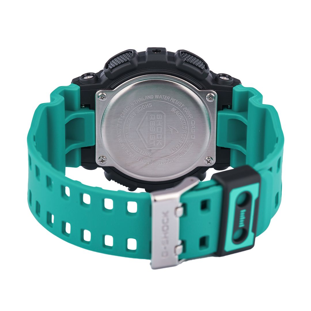 Jam Tangan Casio G-Shock GA-100MT-1A3 Men MixTape Black x Green Digital Analog Dial Green Resin Band