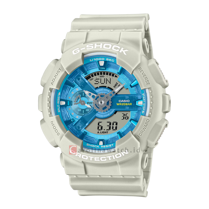 Jam Tangan Casio G-Shock GA-110AS-5A Men Blue Digital Analog Dial White Resin Band