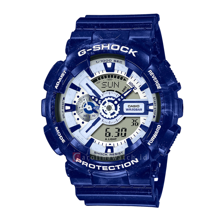 Jam Tangan CASIO G SHOCK GA-110BWP-2A Men Digital Analog Dial Blue Resin Band