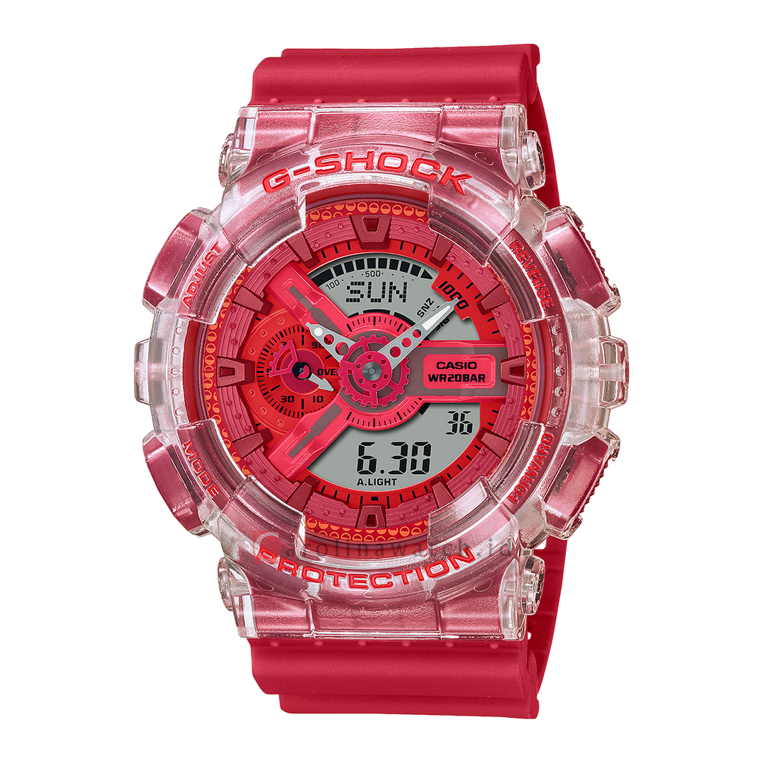 Jam Tangan CASIO G-SHOCK GA-110GL-4A Men Lucky Drop Collection Red Dial Red Resin Band