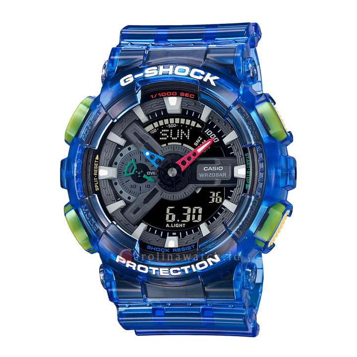 Jam Tangan Casio G-Shock GA-110JT-2A Men Joy Topia Collection Retrofuture Blue Translucent Resin Band