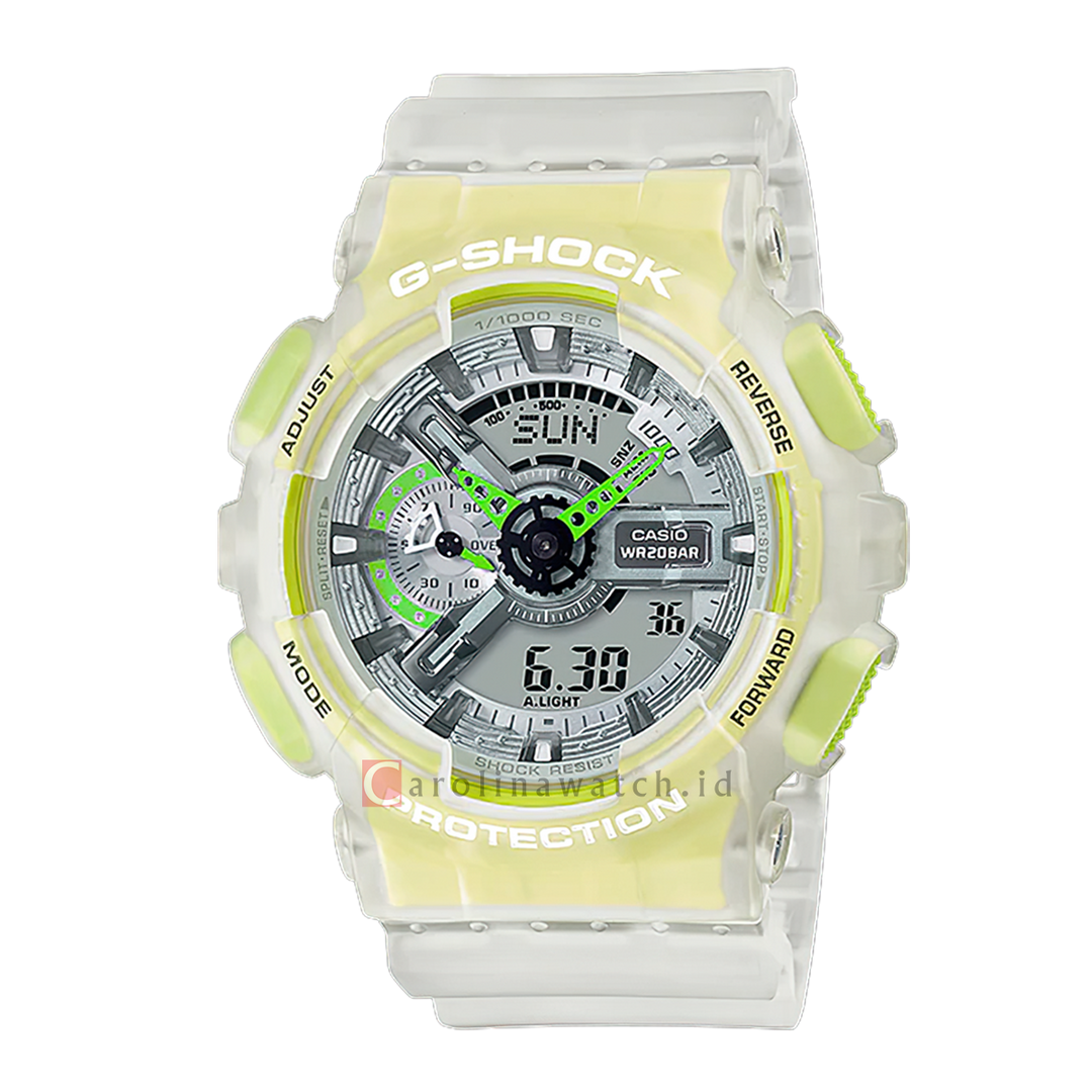 Jam Tangan Casio G-Shock GA-110LS-7A Men Digital Analog Dial White Transparent Resin Band