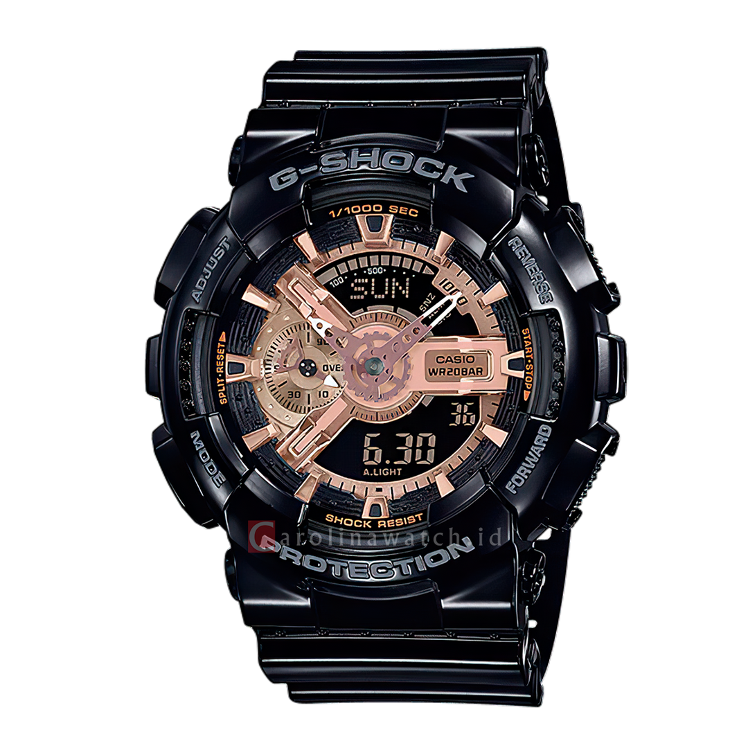 Jam Tangan Casio G-Shock GA-110MMC-1A Men Rose Gold Digital Analog Dial Black Resin Band