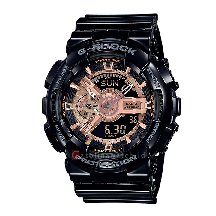 Jam Tangan Casio G-Shock GA-110MMC-1A Men Rose Gold Digital Analog Dial Black Resin Band