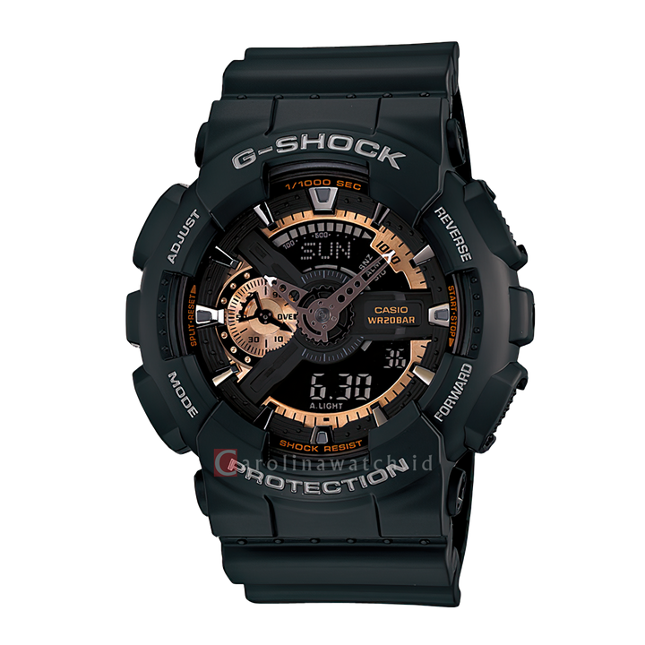 Jam Tangan Casio G-Shock GA-110RG-1A Men Rose Gold Digital Analog Dial Black Resin Band