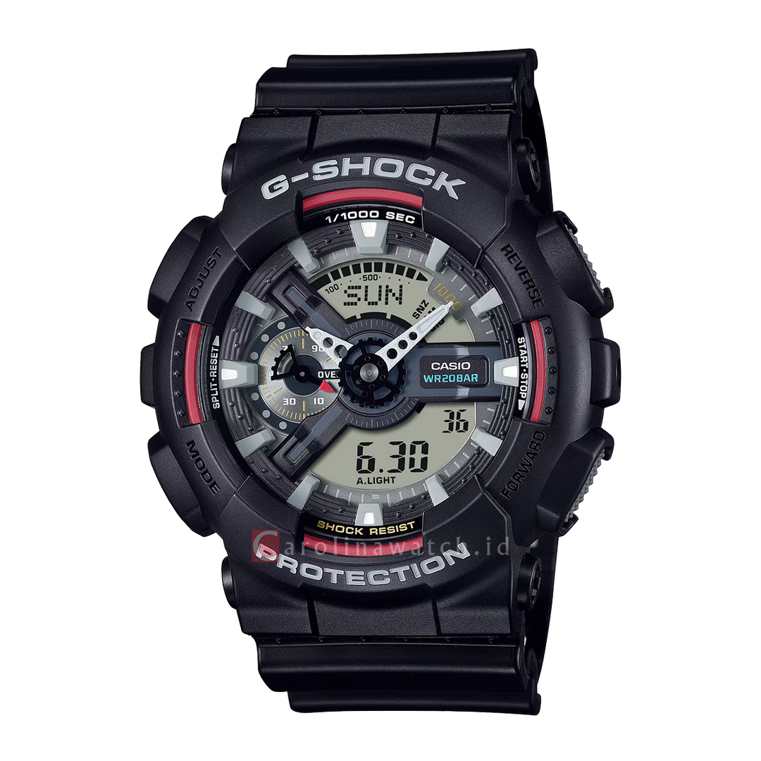 Jam Tangan Casio G-Shock GA-110RL-1A Men Black Digital Analog Dial Black Resin Band