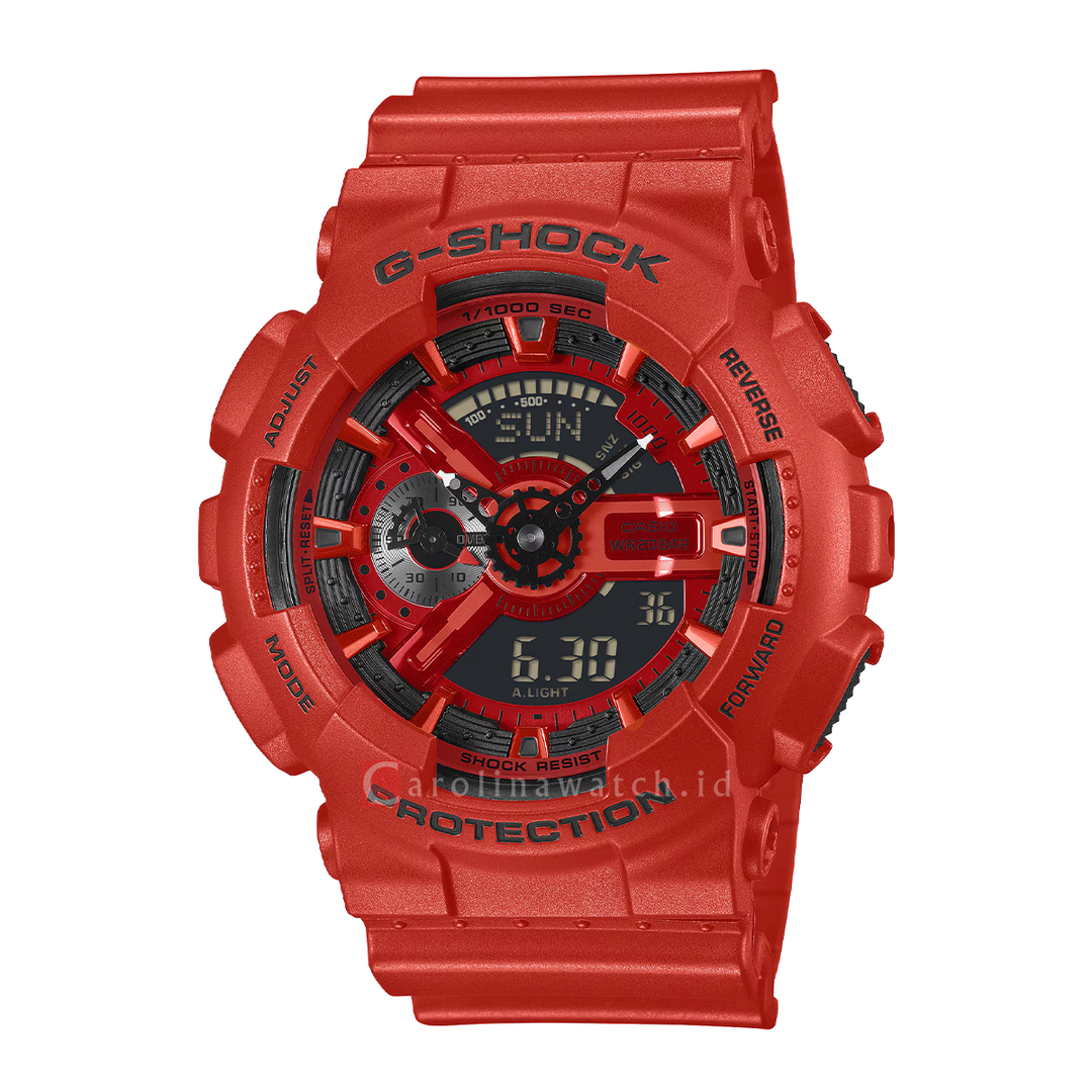 Jam Tangan Casio G-Shock GA-110RRB-4A Men Digital Analog Dial Red Resin Band