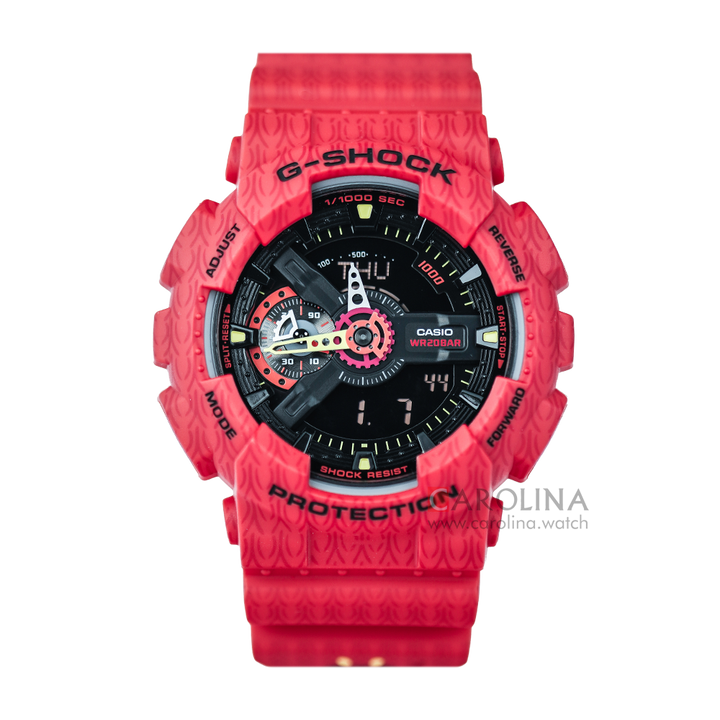 Jam Tangan Casio G-Shock GA-110SGH-4A Men Digital Analog Dial Red Resin Band