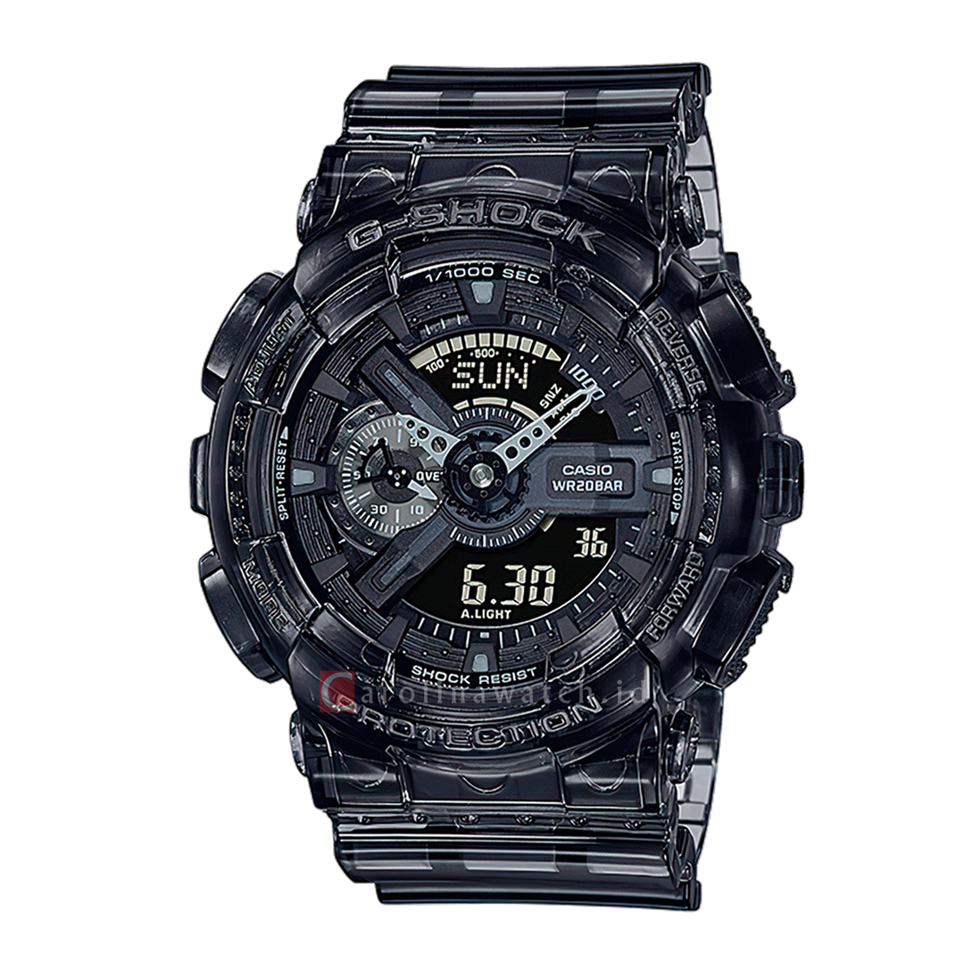 Jam Tangan Casio G-Shock GA-110SKE-8A Men Digital Analog Dial Black Transparent Resin Band