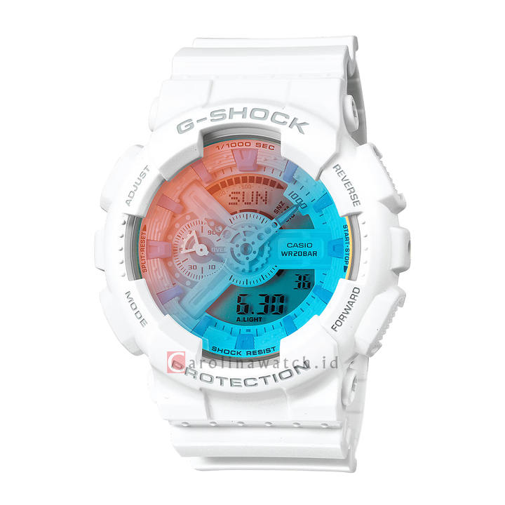 Jam Tangan Casio G-Shock Lineup Beach Time Lapse Series GA-110TL-7A Men Digital Analog Dial White Resin Band