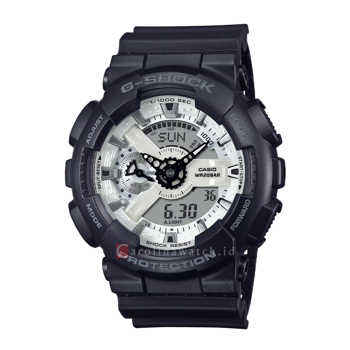 Jam Tangan Casio G-Shock GA-110WD-1A Men Black And Brilliant White Digital Analog Dial Black Resin Band