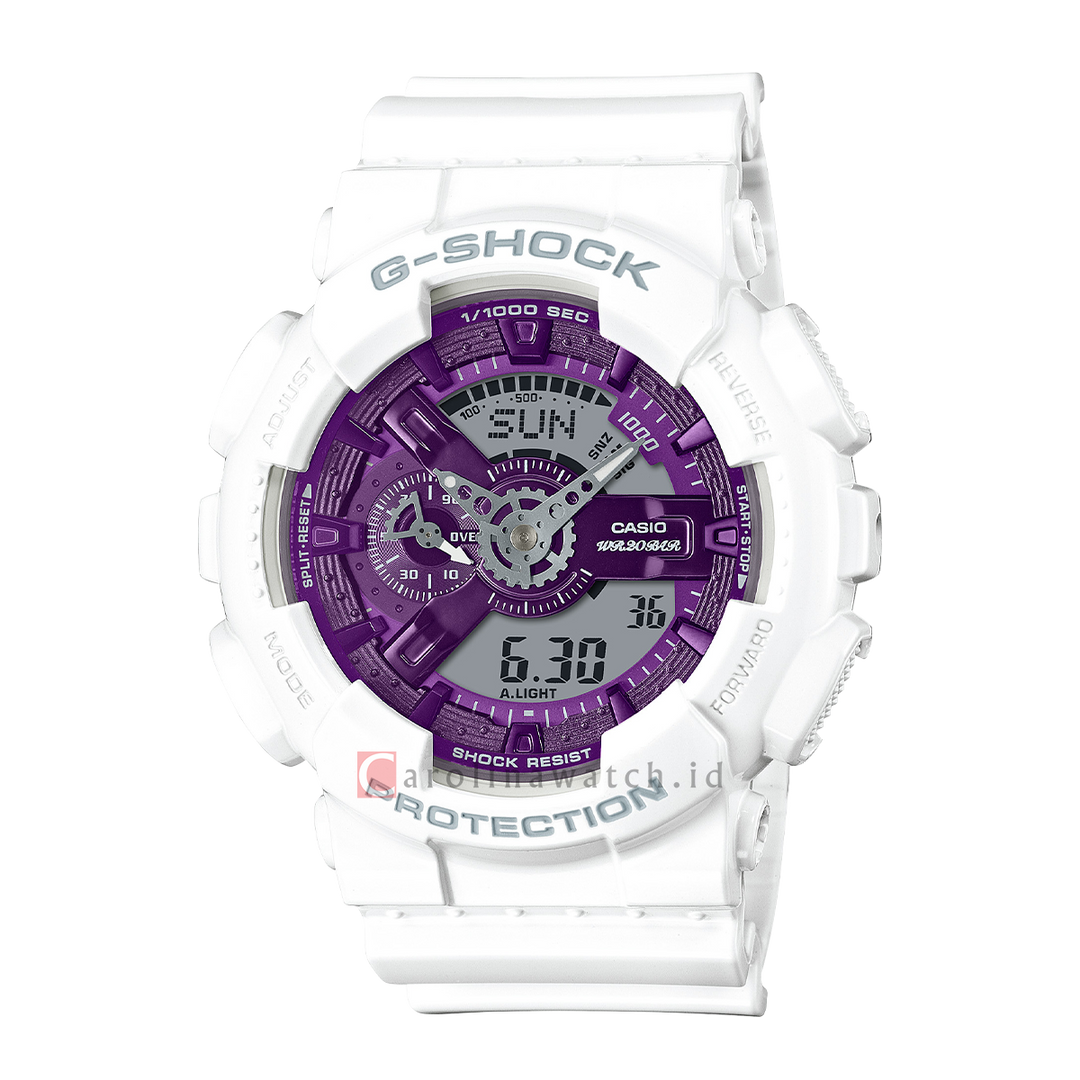 Jam Tangan Casio G-Shock GA-110WS-7A Seasonal Collection Men Purple Digital Analog Dial White Resin Band