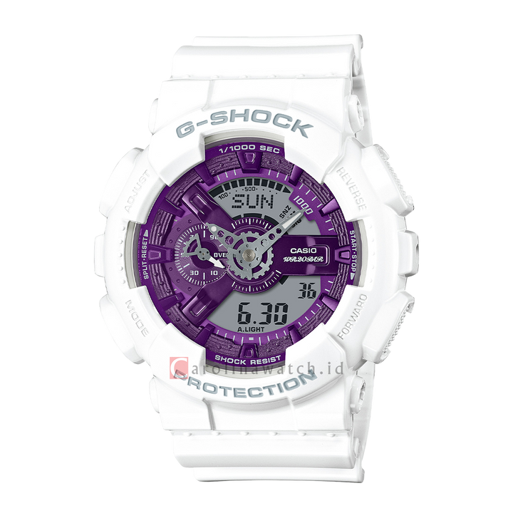 Jam Tangan Casio G-Shock GA-110WS-7A Seasonal Collection Men Purple Digital Analog Dial White Resin Band