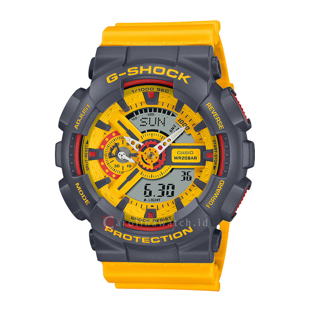 Jam Tangan CASIO G SHOCK GA-110Y-9A Men Digital Analog Dial Yellow Resin Band