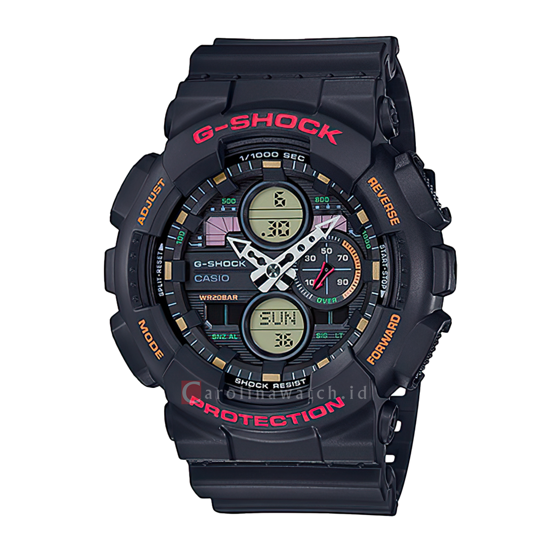 Jam Tangan Casio G-Shock GA-140-1A4 Men Black Digital Analog Dial Black Resin Band