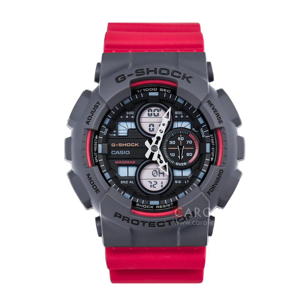 Jam Tangan Casio G-Shock GA-140-4A Men Black Digital Analog Dial Red Resin Band