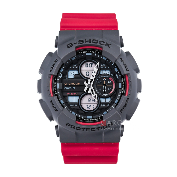 Jam Tangan Casio G-Shock GA-140-4A Men Black Digital Analog Dial Red Resin Band