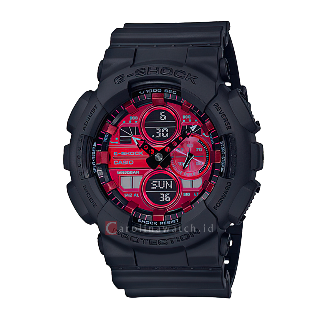 Jam Tangan Casio G-Shock GA-140AR-1A Men Red Digital Analog Dial Black Resin Band