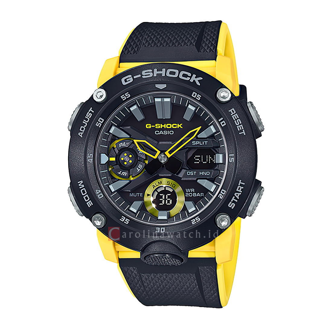 Jam Tangan CASIO G SHOCK GA-2000-1A9 Men Black Digital Dial Analog Black Resin Band