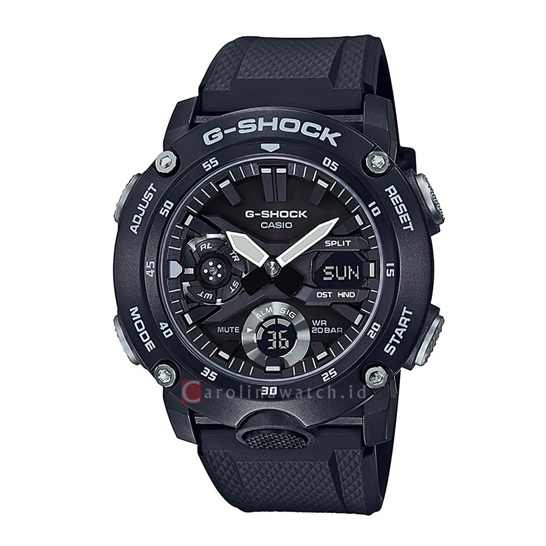 Jam Tangan CASIO G SHOCK GA-2000S-1A Men Black Digital Analog Dial Black Resin Band