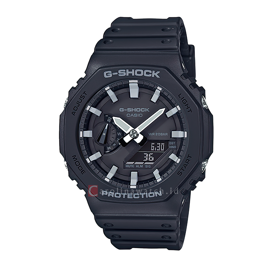 Jam Tangan Casio G-Shock GA-2100-1A CasiOak Men Digital Analog Dial Black Resin Band