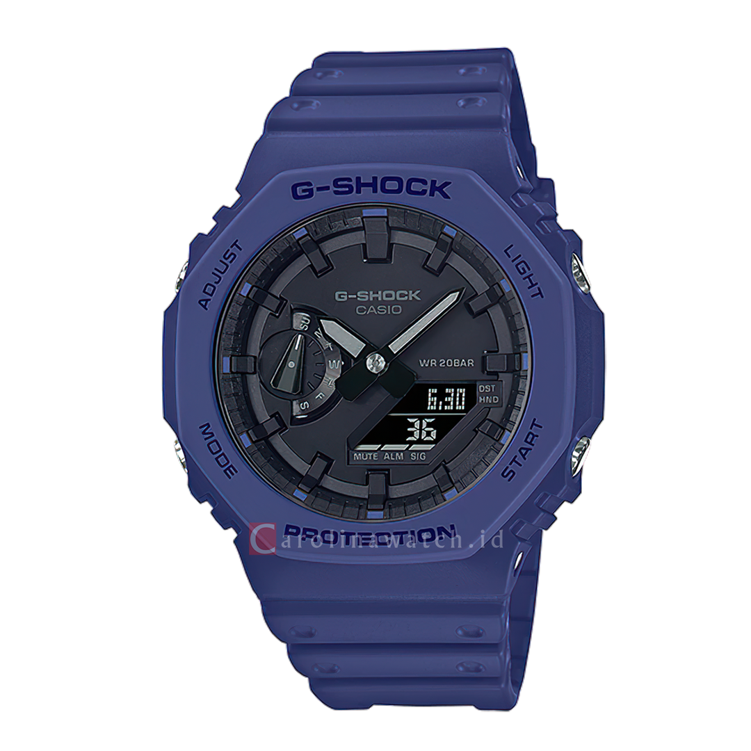 Jam Tangan CASIO G SHOCK GA-2100-2A Men Black Digital Analog Dial Purple Resin Band