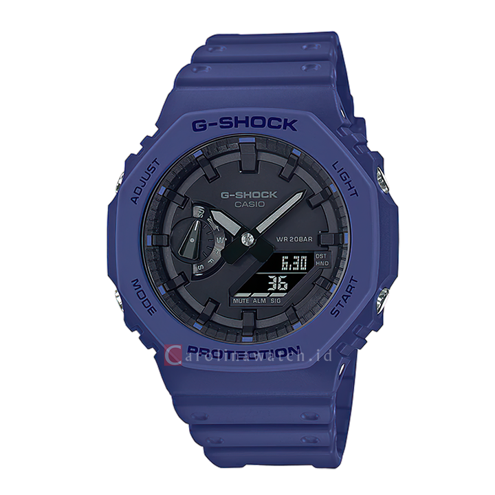 Jam Tangan CASIO G SHOCK GA-2100-2A Men Black Digital Analog Dial Purple Resin Band