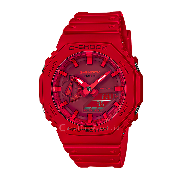 Jam Tangan CASIO G-SHOCK GA-2100-4A Men Red Digital Analog Dial Red Resin Band