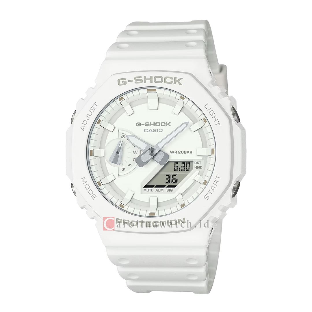 Jam Tangan CASIO G SHOCK GA-2100-7A7 Men White Digital Analog Dial White Resin Band