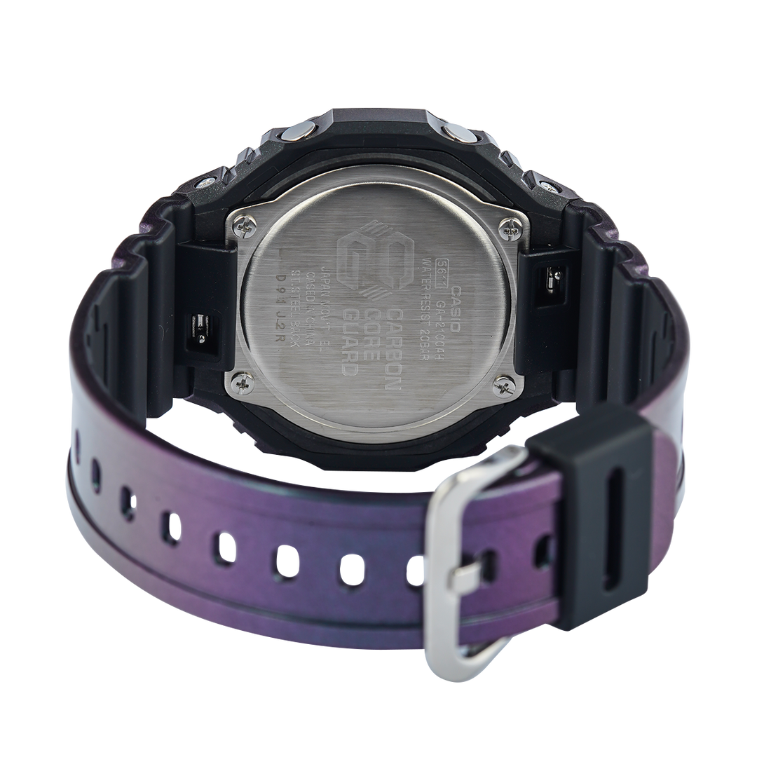 Jam Tangan Casio G-Shock GA-2100AH-6A Men Black Digital Analog Dial Purple Gradation Resin Band