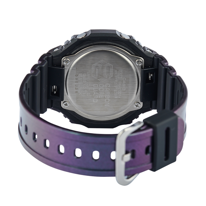 Jam Tangan Casio G-Shock GA-2100AH-6A Men Black Digital Analog Dial Purple Gradation Resin Band